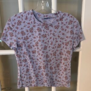 Lilac Floral Girls Short Sleeve Top size XL